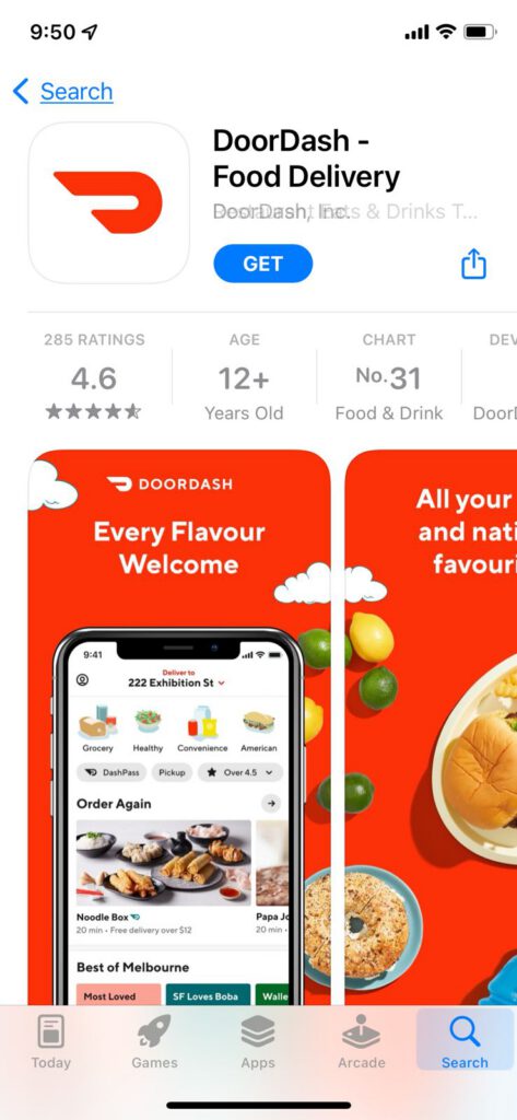 Doordash US delivery app Doordash US delivery app