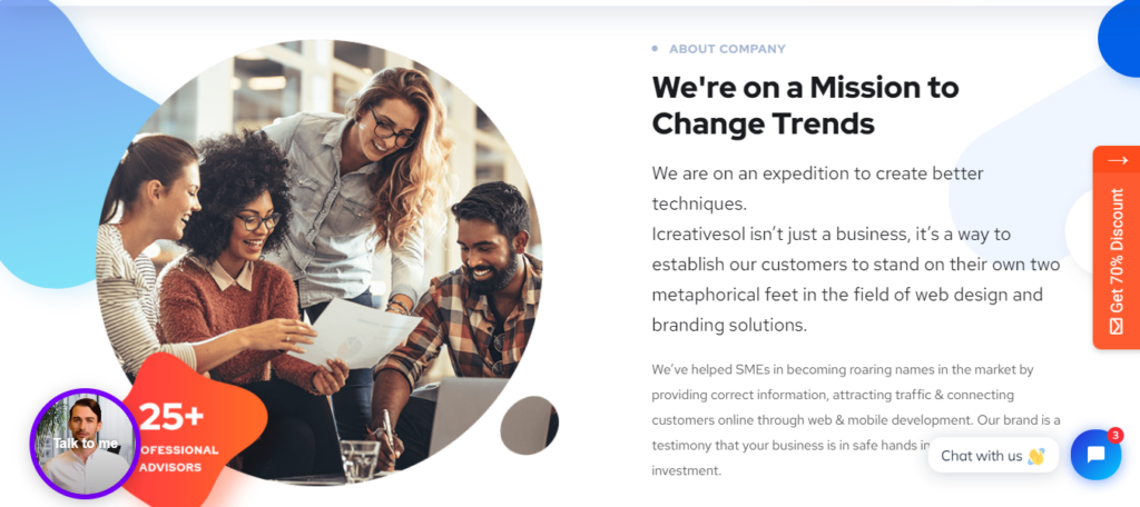 Ecommerce website design about us page