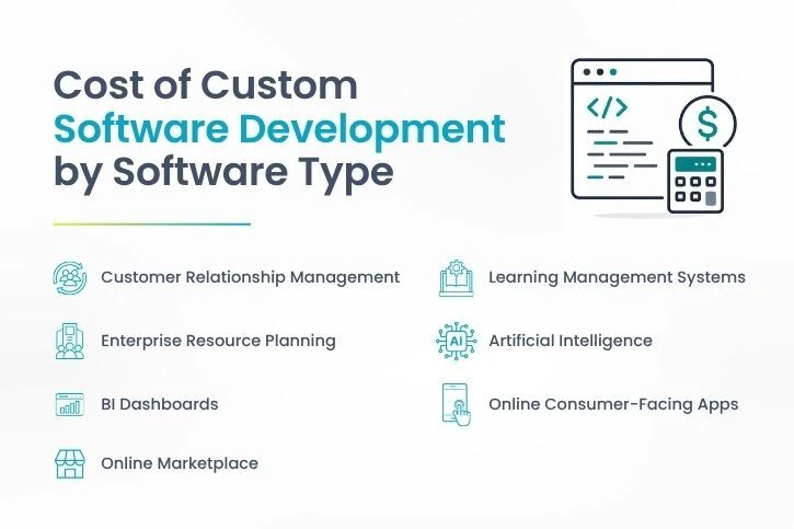 cost of custom software development by software type