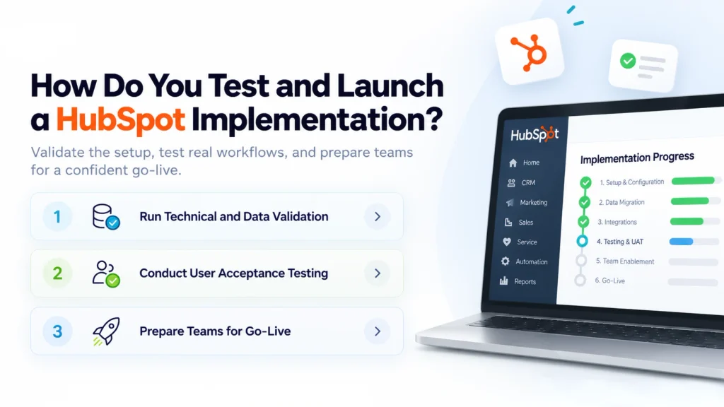 how do you test and launch a hubspot implementation